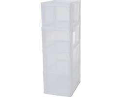 Drawer Cabinet, 4 Drawers, 13L, A4 Clear Drawers, Office, Living Room Organiser Chest, White