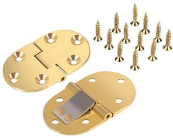 Drawer Hinge, Solid Brass Butler 2-1/2"x1-1/2" with Screws Satin Finish for Folding Tables - Gold, 2