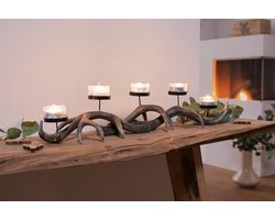 Dream-Living Gewei Kandelaar met 5 Glaasjes – ca. 60 × 11 × 13 cm