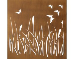 Dream-Living Roestmetalen wandbord weide-58x58x4 cm-1 stuks