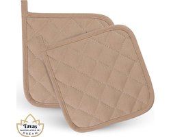 DREAM Pannenlappen 2 Stuks Beige Katoen Pannenonderzetter Hittebestendige Pannenlap tot 250Â°C