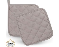 DREAM Pannenlappen 2 Stuks Grijs Katoen Pannenonderzetter Hittebestendige Pannenlap tot 250°C