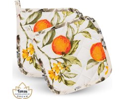 DREAM Pannenlappen 2 Stuks Oranjebries Katoen Pannenonderzetter Hittebestendige Pannenlap tot 250Â°C