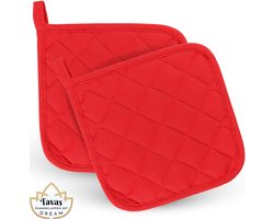 DREAM Pannenlappen 2 Stuks Rood Katoen Pannenonderzetter Hittebestendige Pannenlap tot 250Â°C