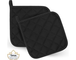 DREAM Pannenlappen 2 Stuks Zwart Katoen Pannenonderzetter Hittebestendige Pannenlap tot 250Â°C