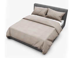 Dream Sheets luxe dekbedovertrek 200x200/220 tweepersoons (set) biologisch katoen beige bruin linnen look