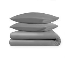 Dream Sheets - luxe dekbedovertrek - 200x200/250 tweepersoons (set) - katoen satijn - Steel Grey - glanslook - Luxe geschenkverpakking