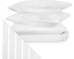 Dream Sheets luxe dekbedovertrek lits-jumeaux 240x220 (set) biologisch katoen satijn wit gestreept