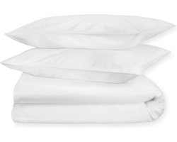 Dream Sheets Monaco - Dekbedovertrek 140 x 200/250 - Biologisch Katoen Satijn - 1 persoons - Nederlands Fabricaat - Eenpersoons - Pure White - Wit