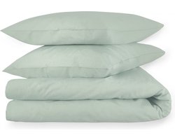 Dream Sheets - Nederlands fabricaat luxe Dekbedovertrek - tweepersoons (set) - 200x200/250cm - Linnenlook - Biokatoen - Garden Green - Luxe geschenkverpakking