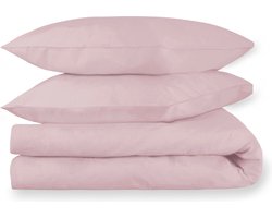 Dream Sheets - Nederlands fabricaat luxe Dekbedovertrek - tweepersoons (set) - 200x200/250cm - Linnenlook - Biokatoen - Soft Pink - Luxe geschenkverpakking