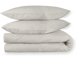 Dream Sheets - Nederlands fabricaat luxe Dekbedovertrek - tweepersoons (set) - 200x200/250cm - Linnenlook - Biokatoen - Warm Taupe - Luxe geschenkverpakking