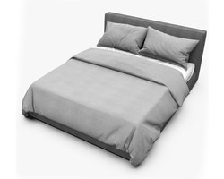 Dream Sheets Stockholm - Dekbedovertrek 200 x 200/250 - Biologisch Katoen Satijn - Tweepersoons - Nederlands Fabricaat - Grey Mist - Grijs