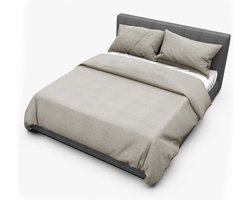 Dream Sheets Stockholm - Dekbedovertrek 200 x 200/250 - Biologisch Katoen Satijn - Tweepersoons - Nederlands Fabricaat - Warm Taupe - Beige / Bruin