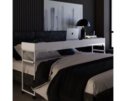 DreamDesk Bedtafel Op Wielen Verstelbare Tafel Voor Over Bed Bed Tafel - Bedtafels - Verrijdbaar - Laptoptafel met wielen - Bedtafeltje - Verstelbaar - Laptop - Overbed tafel - Sta Bureau - Arctic White