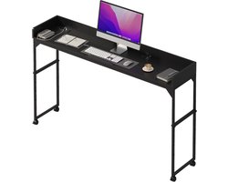 DreamDesk Verrijdbaar Bureau op Wielen Laptop & Werkbureau – Standing Desk - Bureaublad - Sta Bureau - Overbed tafel - Bed tafel - Past Over Bed - Bedtafeltje - Verstelbare tafel - 180 cm – Midnight Black