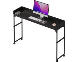 DreamDesk Verrijdbaar Bureau op Wielen Laptop & Werkbureau – Standing Desk - Bureaublad - Sta Bureau - Overbed tafel - Bed tafel - Past Over Bed - Bedtafeltje - Verstelbare tafel - 160 cm – Midnight Black