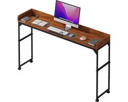 DreamDesk Verrijdbaar Bureau op Wielen Laptop & Werkbureau – Standing Desk - Bureaublad - Sta Bureau - Overbed tafel - Bed tafel - Past Over Bed - Bedtafeltje - Verstelbare tafel - 180 cm – Espresso Brown