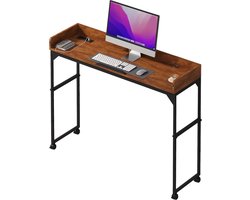 DreamDesk Verrijdbaar Bureau op Wielen Laptop & Werkbureau – Standing Desk - Bureaublad - Sta Bureau - Overbed tafel - Bed tafel - Past Over Bed - Bedtafeltje - Verstelbare tafel - 140 cm – Espresso Brown