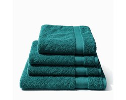 Dreamers Den - Handoekken - Handdoekset Egyptisch Katoen 600 GSM – Petrol– 4-delige set - 30x30, 50x100, 70x140, 100x150 cm