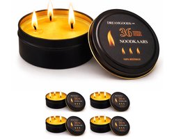 DreamGoods 4x Noodkaarsen Deluxe - 100% Bijenwas - 36 uur per Kaars - 144 uur Licht & Warmte - Extra Lang Brandbaar - Binnen & Buiten - Kamperen & Outdoor - Beewax Overlevingskaars