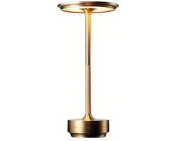 DreamGoods Oplaadbare Tafellamp - Draadloos & Oplaadbaar - Dimbaar - voor Binnen & Buiten - Touch Bediening - Tafellamp op Batterijen - Accu - Decoratie Woonkamer, Slaapkamer & Tuin - Industrieel - Goud