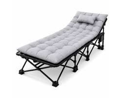 DreamGoods Veldbed met Matras - Opvouwbaar Campingbed - Inklapbaar Logeerbed Volwassenen - 190x80 cm - Duty Stretcher - Verstelbare Rugleuning - Kamperen - Veldbed 2 personen - Veldbed XXL
