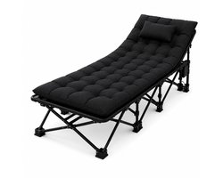 DreamGoods Veldbed met Matras - Opvouwbaar Campingbed - Inklapbaar Logeerbed Volwassenen - 190x80 cm - Duty Stretcher - Verstelbare Rugleuning - Kamperen - Veldbed 2 personen - Veldbed XXL