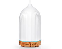 Dreamhigh® Diffuser voor Etherische Oliën 200 ml – Aromatherapie-Geurdiffuser - Kamergeurdiffuser - Stil - Instelbaar - Compact - RGB-Verlichting – Ideaal voor Yoga & Kantoor - Wit