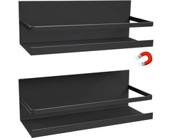Dreamhigh® Magnetisch Koelkastrek -2 Stuks - Ophangbaar Keukenrek Hangend - Keukenkast Organiser - RVS Keukenrek - Maximale Belasting 5 kg - voor Kruiden - Glazen - Flessen - Dranken