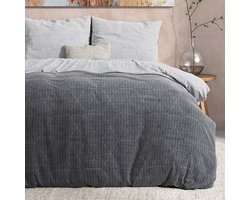 Dreamhouse Flanel Quinn - Dekbedovertrek - Eenpersoons - 140x200/220 + 1 kussensloop 60x70 - Antraciet
