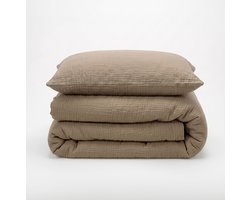 Dreamhouse Mousseline Dekbedovertrek - Percal Katoen – Eenpersoons – 140 x 200/220 cm + 1 kussensloop 60x70 - Nude