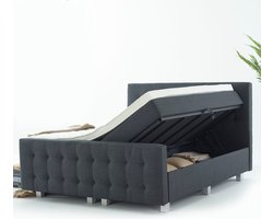 Dreamhouse® Shurgard Boxspring met Opbergruimte en Voetbord - Bed - 140 x 200 cm - Antraciet - Complete boxspring