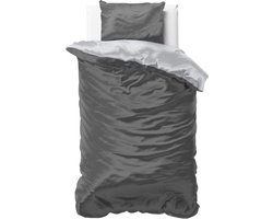 Dreamhouse Twee Kleuren Beauty Skin Care Dekbedovertrek - Eenpersoons - 140x200/220 + 1 kussensloop 60x70 - Antraciet/Grijs