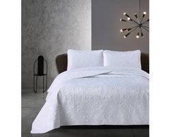 Dreamhouse Velvet Clara - Bedsprei -  260x250 + 1 kussensloop 60x70 - Wit