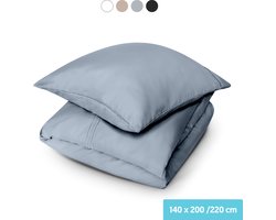 Dreamlab Dekbedovertrek set - 140 x 200/220 cm - Beddengoed met kussensloop - Een persoons - Vier seizoenen - Microvezel - Grijs