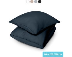 Dreamlab Dekbedovertrek set - 140 x 200/220 cm - Beddengoed met kussensloop - Een persoons - Vier seizoenen - Microvezel - Zwart