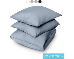 Dreamlab Dekbedovertrek set - 200 x 200/220 cm - Beddengoed met kussensloop - Twee persoons - Vier seizoenen - Microvezel - Grijs