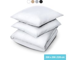 Dreamlab Dekbedovertrek set - 200 x 200/220 cm - Beddengoed met kussensloop - Twee persoons - Vier seizoenen - Microvezel - Wit