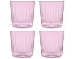 Dreamline Beverage Glazen – Roze – Set van 4 – 390 ml – Stijlvol en Stevig Glas voor Water, Frisdrank en Cocktails – Vaatwasmachinebestendig