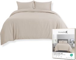 Dreamplush® Dekbedovertrek - 240x220 cm - Lits Jumeaux - 100% Katoen - Beige - Inclusief Kussenslopen 60x70 cm - Tweepersoons - Zacht & Ademend Beddengoed