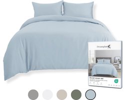 Dreamplush® Dekbedovertrek 240x220 Katoen – Lits Jumeaux – Inclusief Kussenslopen 60x70 – Ritssluiting – Blauw