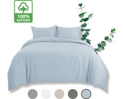 Dreamplush® Dekbedovertrekset - Tweepersoons 240x220 cm - Lits Jumeaux - 100% Katoen - Blauw - Dekbedovertrek - Inclusief Kussenslopen 60x70 cm - Zacht & Ademend Beddengoed - Dekbedhoes voor Comfortabel Slaapcomfort