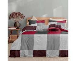 Dreamzie duvet cover 220x240 cm with 2 pillowcases 65x65 cm, flannel pattern, 220x240 adult bed set with zip, double bed linen, Oeko TEX
