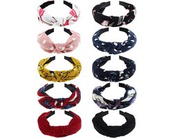 DRESHOW 10 Stuks Brede Hoofdbanden Knoop Tulband Hoofdband Haarband Elastische Haaraccessoires voor Vrouwen en Meisjes