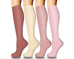 DRESHOW 4 Paar Compressiesokken Voor Vrouwen en Mannen Circulatie Beste Ondersteuning Voor Atleten, Hardlopen, Fietsen, Reizen