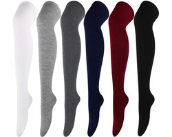 DRESHOW 6 Paar Lang Dij Hoge Sokken Overknee Casual Hoge Kousen Voor Meisjes en Vrouwen