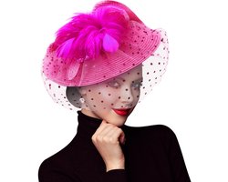 DRESHOW Fascinators Hoeden Bloem Mesh Veer Fascinator Bruiloft Cocktail Tea Party Hoed Hoofddeksels voor Meisjes en Vrouwen