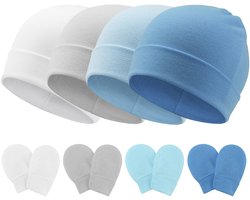 DRESHOW Pasgeboren Baby Muts en Handschoenen, Baby Meisje Muts Voorjaar Zomer Herfst Winter Mutsen Voor 0-6 Maanden Zuigeling Katoen