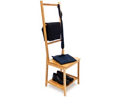 dressboy bamboe - 3 stangen - handdoekhouder stoel - 2 planken - badkamer